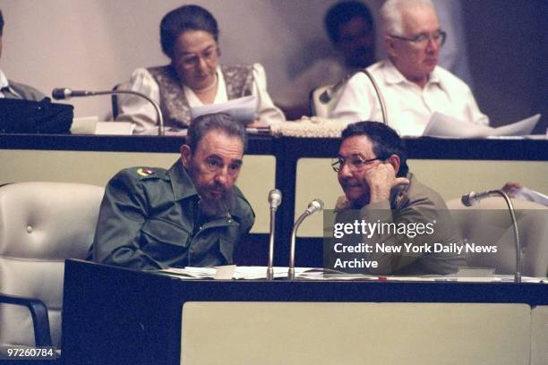 Fidel Castro with his brother Raul at the opening of the National Assembly in Havana