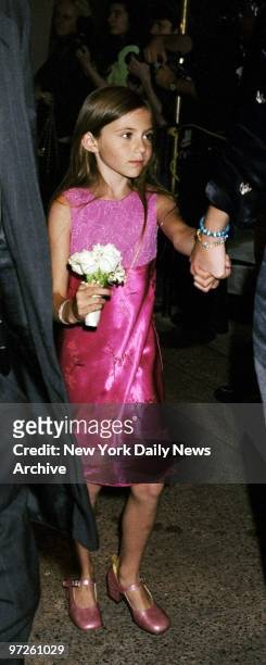 Romy Byrne, daughter of Ellen Barkin and Gabriel Byrne, arrives for the wedding of Barkin and Revlon billionaire Ronald Perelman at the Fifth Ave....