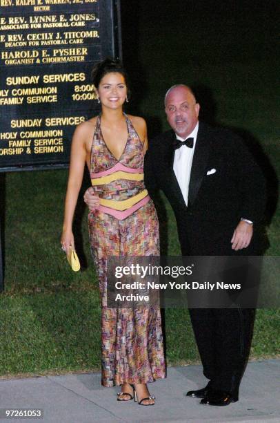 Billy Joel and wife Kate Lee Joel arrive at the Episcopal Church of Bethesda-by-the-Sea in Palm Beach, Fla., to attend the wedding of billionaire...