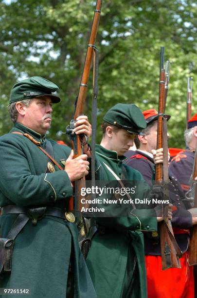 Civil War reenactors gather at Green-Wood Cemetery in Brooklyn to honor the dead from that conflict on Memorial Day.