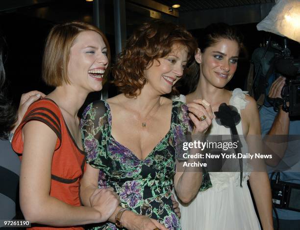 Claire Danes, Susan Sarandon and Amanda Peet team up at the premiere of the movie "Igby Goes Down" at the Chelsea West theater. They're all in the...