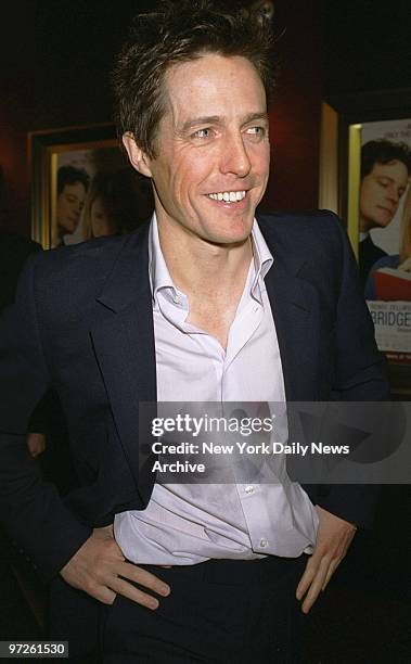 Hugh Grant is on hand for the New York premiere of the movie "Bridget Jones's Diary" at the Ziegfeld Theater. He stars in the film.