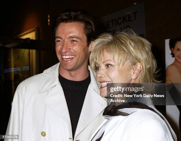 Hugh Jackman and wife Deborra-Lee Furness at Clearview's Chelsea West theater for the premiere of "Someone Like You." Jackman stars in the movie.