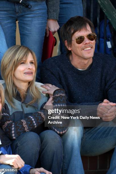 Kyra Sedgwick and husband Kevin Bacon are on the set during the filming of "Loverboy" in Yonkers. Bacon directs the film, and both of them appear in...