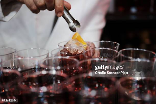 Drinks are prepared at Bar Convent Brooklyn, an international bar & beverage trade show at the Brooklyn Expo Center on June 12, 2018 in the Brooklyn...