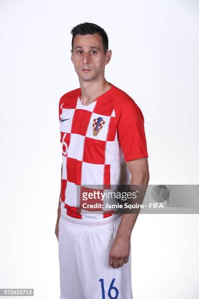 Nikola Kalinic of Croatia poses during the official FIFA World Cup 2018 portrait session at on June 12, 2018 in Saint Petersburg, Russia.