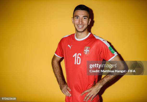 Marko Grujic of Serbia poses for a portrait during the official FIFA World Cup 2018 portrait session at on June 12, 2018 in Kaliningrad, Russia.