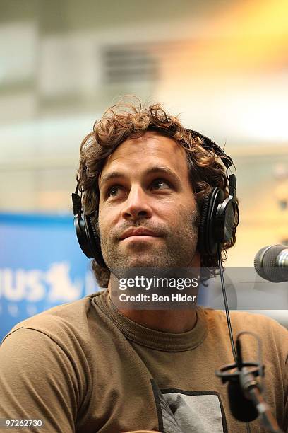 Musician Jack Johnson performs on SIRIUS XM Studio on March 1, 2010 in New York City.