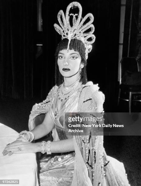 American-born Greek opera singer, Maria Callas, wearing a million dollars worth of jewels from Winston's, portrays Princess Hatsheput of Egypt, USA,...