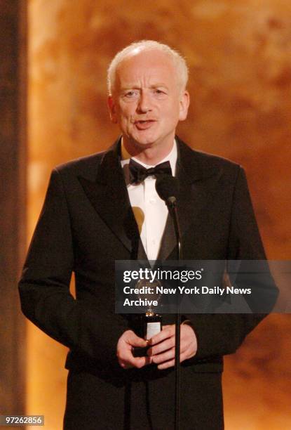 Ian McDiarmid speaks onstage at Radio City Music Hall as he accepts the Featured Actor in a Play award for his performance in the play "Faith Healer"...