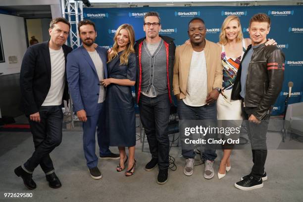 Ed Helms, Jake Johnson, Annabelle Wallis, Jon Hamm, Hannibal Buress, Leslie Bibb and Jeremy Renner take part in SiriusXM's Town Hall with the cast of...