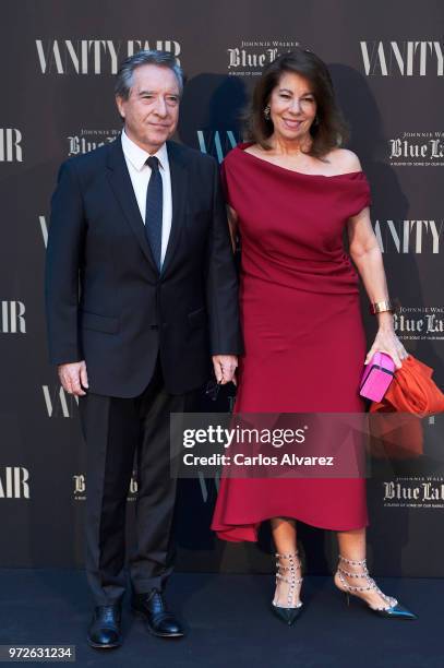 Inaki Gabilondo and wife Lola Carretero attend the Vanity Fair journalist award 2018 at Santo Mauro Hotel on June 12, 2018 in Madrid, Spain.