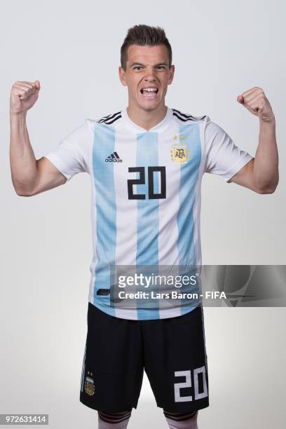 Giovani Lo Celso of Argentina poses for a portrait during the official FIFA World Cup 2018 portrait session on June 12, 2018 in Moscow, Russia.