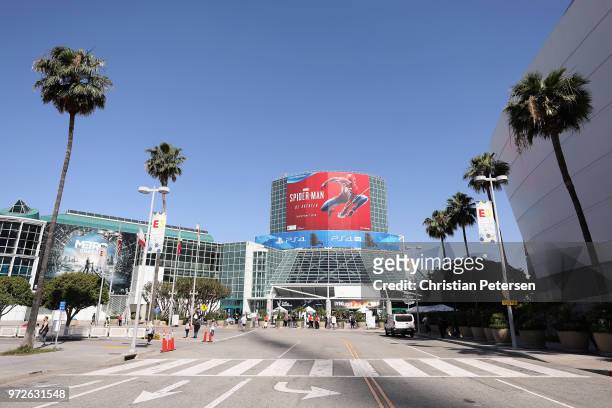 General view outside of the Los Angeles Convention Center during the Electronic Entertainment Expo E3 on June 12, 2018 in Los Angeles, California.