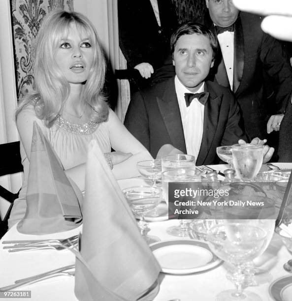 Birgitte Bardot and Bob Zaguri attending a party for Bardot at the Beverly Hills Hotel.