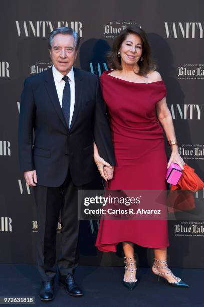 Inaki Gabilondo and wife Lola Carretero attend the Vanity Fair journalist award 2018 at Santo Mauro Hotel on June 12, 2018 in Madrid, Spain.