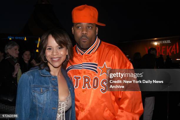 Rosie Perez and Damon Dash arrive at the Grand Chapiteau in Randall's Island Park to see Cirque du Soleil's new production, "Varekai."