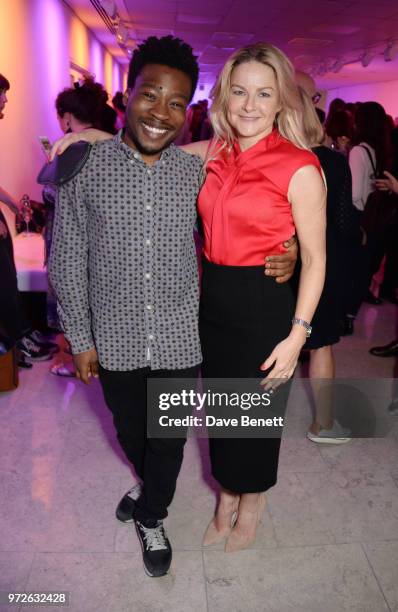 Fisayo Akinade and Sarah Hadland attend the press night after party for the Donmar's "The Prime of Miss Jean Brodie" at The Hospital Club on June 12,...