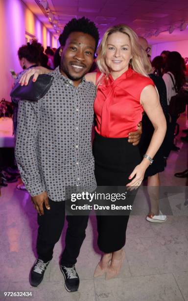 Fisayo Akinade and Sarah Hadland attend the press night after party for the Donmar's "The Prime of Miss Jean Brodie" at The Hospital Club on June 12,...