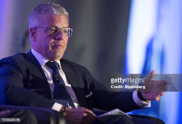 Jurgen Gerke, chief executive officer of Allianz Capital Partners, speaks during the International Economic Forum Of The Americas in Montreal,...