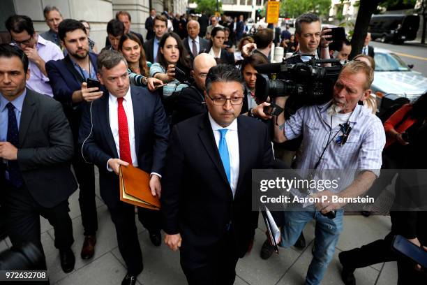 Makan Delrahim, U.S. Assistant attorney general for the Antitrust Division, speaks with the media outside U.S. District Court on June 12, 2018 in...