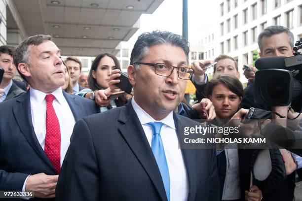 Assistant Attorney General Makan Delrahim speaks to the press after a court ruled that the 85 billion USD merger between AT&T and Time Warner could...