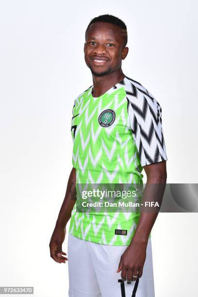 Ogenyi Onazi of Nigeria poses for a portrait during the official FIFA World Cup 2018 portrait session on June 12, 2018 in Yessentuki, Russia.
