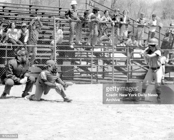 Bitsy Osder , aged 9, the first girl to play Little League baseball in New Jersey, strikes out during a game in Englewood, N.J., April 20, 1974. The...