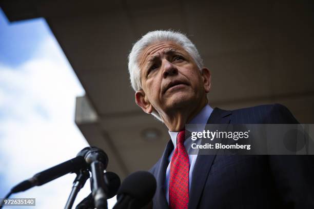 Daniel Petrocelli, lead attorney for AT&T Inc. And Time Warner Inc., speaks to members of the media outside of federal court in Washington, D.C.,...