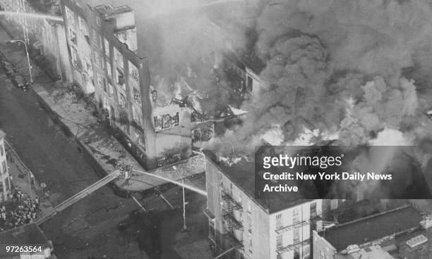 Buildings at Stone Street And Summers Avenue burn when looting erupted into vandalism. 1977 blackout power failure