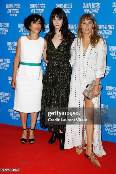 Actresses and Members of Jury Naidra Ayadi, Judith Chemla and Ana Girardot attend "7th Champs Elysees Film Festival" Opening ceremony at Cinema...