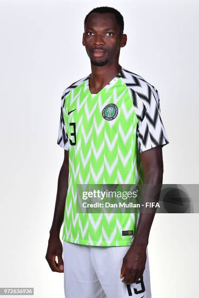 Simy Nwankwo of Nigeria poses for a portrait during the official FIFA World Cup 2018 portrait session on June 12, 2018 in Yessentuki, Russia.