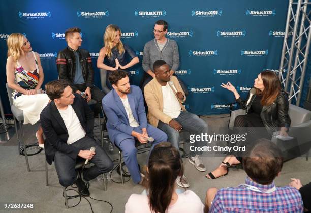 Leslie Bibb, Jeremy Renner, Annabelle Wallis, Jon Hamm, Ed Helms, Jake Johnson and Hannibal Buress take part in SiriusXM's Town Hall with the cast of...