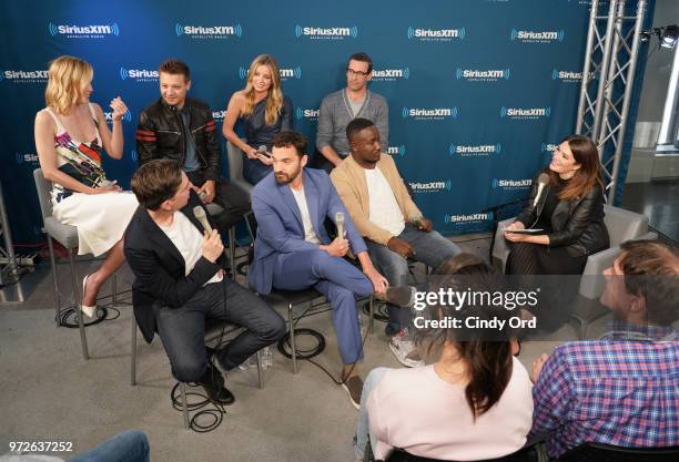 Leslie Bibb, Jeremy Renner, Annabelle Wallis, Jon Hamm, Ed Helms, Jake Johnson and Hannibal Buress take part in SiriusXM's Town Hall with the cast of...