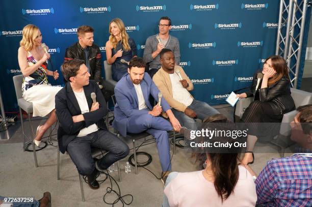 Leslie Bibb, Jeremy Renner, Annabelle Wallis, Jon Hamm, Ed Helms, Jake Johnson and Hannibal Buress take part in SiriusXM's Town Hall with the cast of...