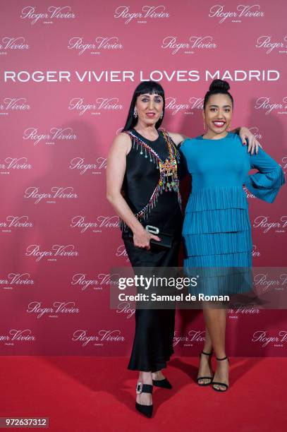 Rossy de Palma and her daughter Luna Lionne attend 'Roger Vivier Loves Madrid' party at Palacio Fernan Nunez on June 12, 2018 in Madrid, Spain.