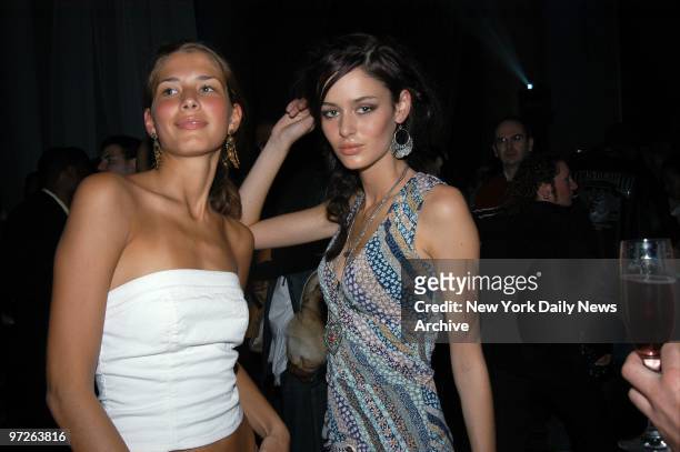 Model Dari Maximova of Germany , gets together with Nicole Trunfio of Australia, during Island Def Jam's holiday party at Capitale restaurant on...