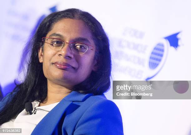 Jasandra Nyker, chief executive officer of BioTherm Energy Ltd., smiles during the International Economic Forum Of The Americas in Montreal, Quebec,...