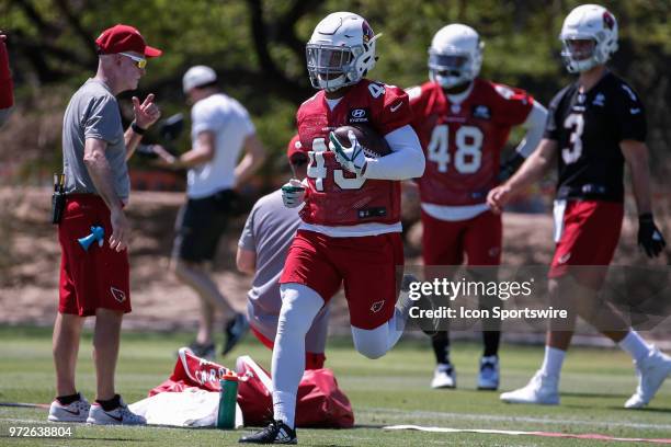 Arizona Cardinals running back Sherman Badie runs the ball during the Arizona Cardinals Miniicamp on Jun 12, 2018 at the Arizona Cardinals Training...