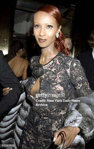 Iman arrives for the Costume Institute Gala "Rock Style," an exhibit of rock 'n' roll fashions at the Metropolitan Museum of Art.