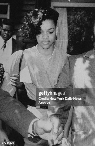 Closely guarded Tawana Brawley at Brooklyn Church.