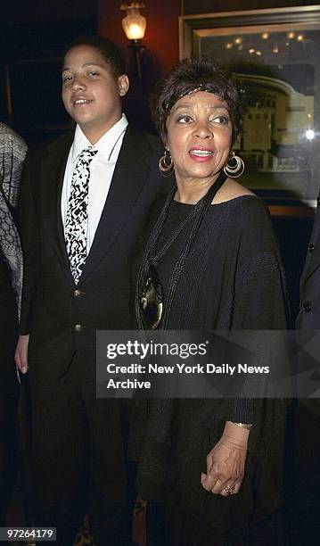 Ruby Dee and grandson, Jahad Muhammad, attending premiere of "Cry, The Beloved Country" at the Ziegfeld Theater.