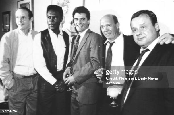 Law and Order cast members Michael Moriarty, Richard Brooks, Chris Noth, Dann Florek and George Dzundza.