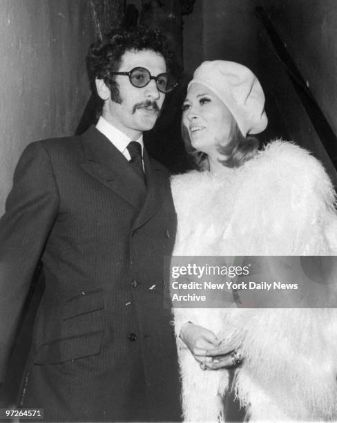 Faye Dunaway and fiance Jerry Schatzberg arrive at a party for costume designers at Sheridan Square.
