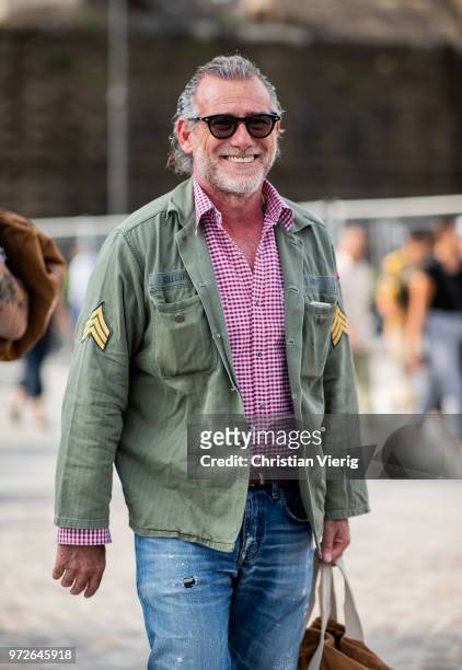 Alessandro Squarzi is seen during the 94th Pitti Immagine Uomo on June 12, 2018 in Florence, Italy