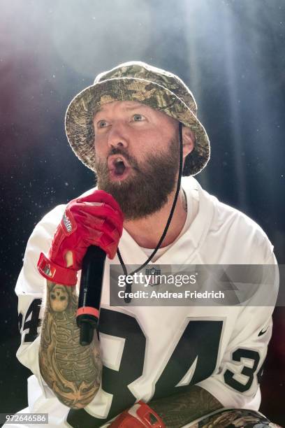 Fred Durst of Limp Bizkit performs live on stage during a concert at Max Schmeling Halle Berlin on June 12, 2018 in Berlin, Germany.