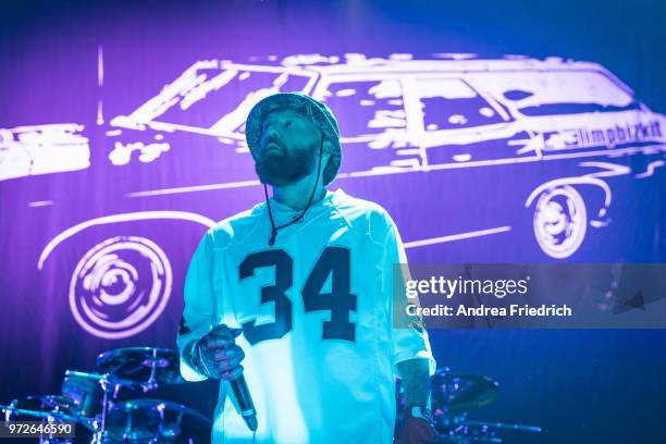 Fred Durst of Limp Bizkit performs live on stage during a concert at Max Schmeling Halle Berlin on June 12, 2018 in Berlin, Germany.