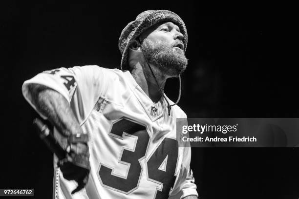 Fred Durst of Limp Bizkit performs live on stage during a concert at Max Schmeling Halle Berlin on June 12, 2018 in Berlin, Germany.