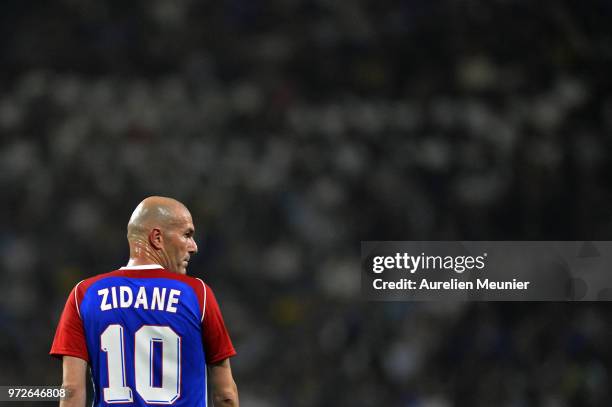 Zinedine Zidane of France 98 reacts during the friendly match between France 98 and FIFA 98 at U Arena on June 12, 2018 in Nanterre, France.
