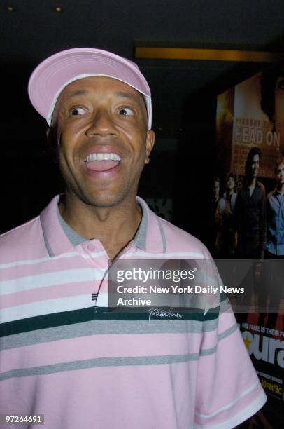 Russell Simmons is at the Loews Cineplex E-Walk theater for the New York premiere of the TV movie "Entourage." He co-hosted the screening.